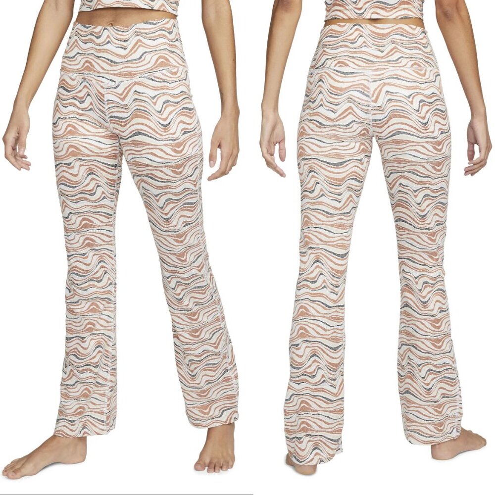 NIKE Yoga Luxe Fit & Flare Full Length Pants Size 2X Dark Russet White NEW $115 - Picture 2 of 12